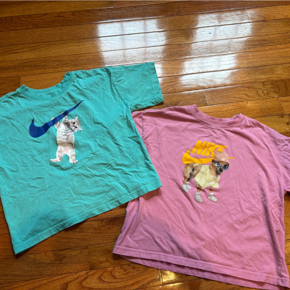 Nike Kids Graphic Tshirt Set - Pink and Teal